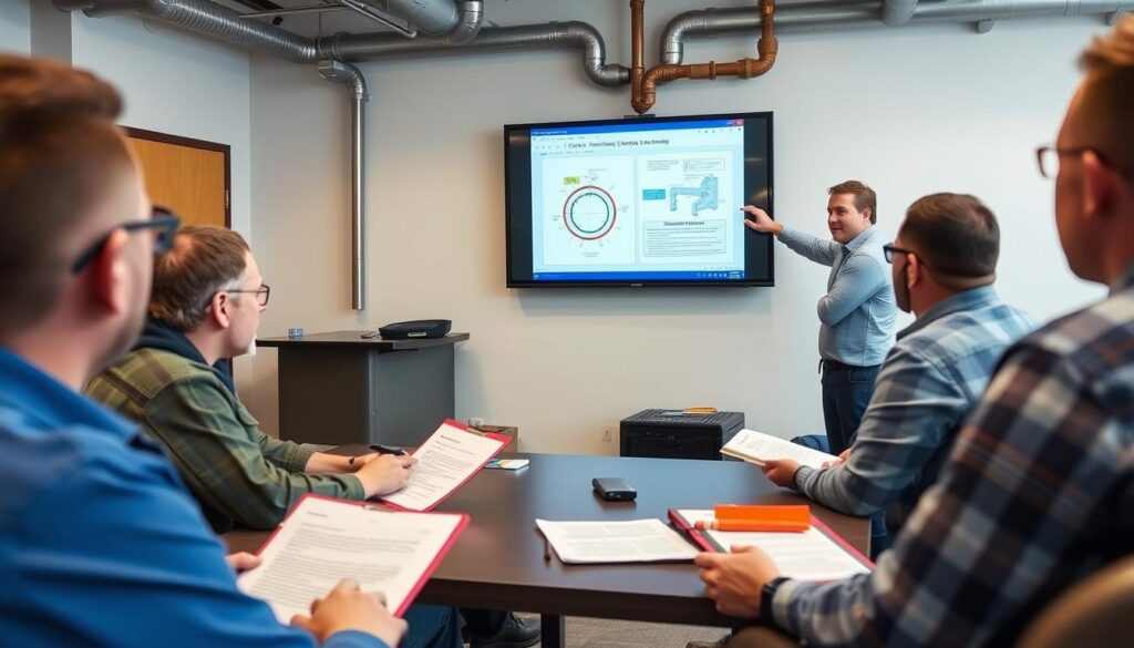 Plumbing code training session with professionals