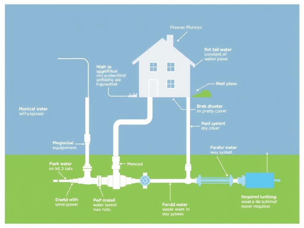 Plumbing utility diagram showing connection to municipal systems