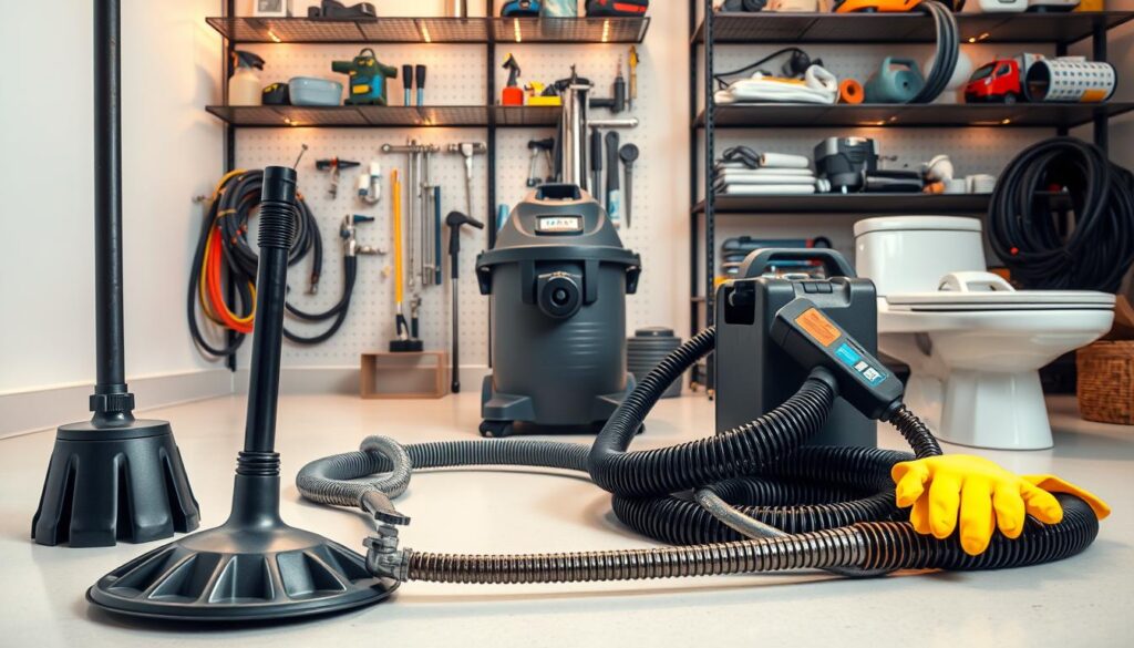 Professional Toilet Unclogging Services Equipment