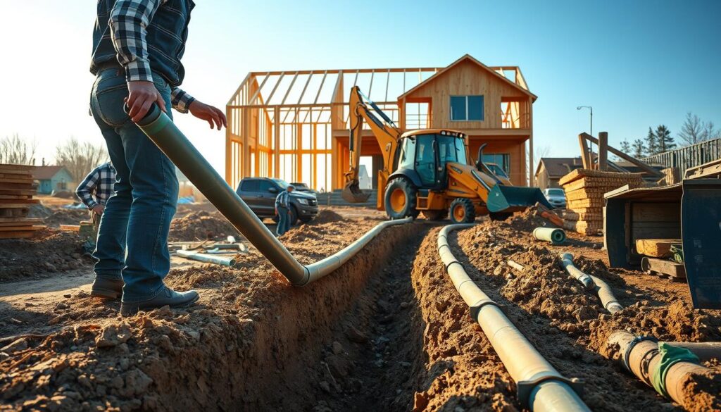 Water and Sewer Line Installation for New Construction