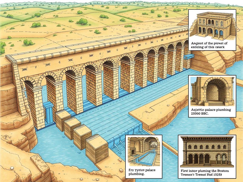 Ancient Roman aqueduct showing historical plumbing fun facts