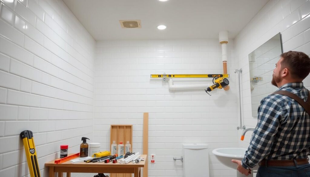 Installing drain pipes in bathroom wall Installing drain pipes in bathroom wall