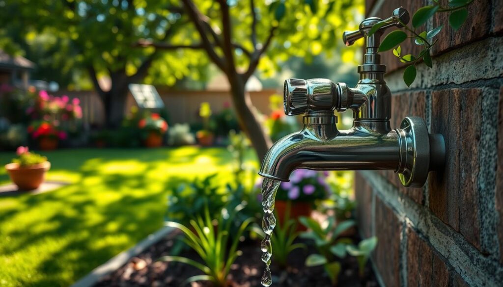 Outdoor water faucet uses in garden and home