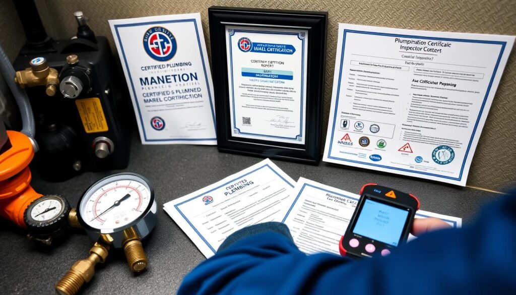 Plumbing quality certification and testing documentation