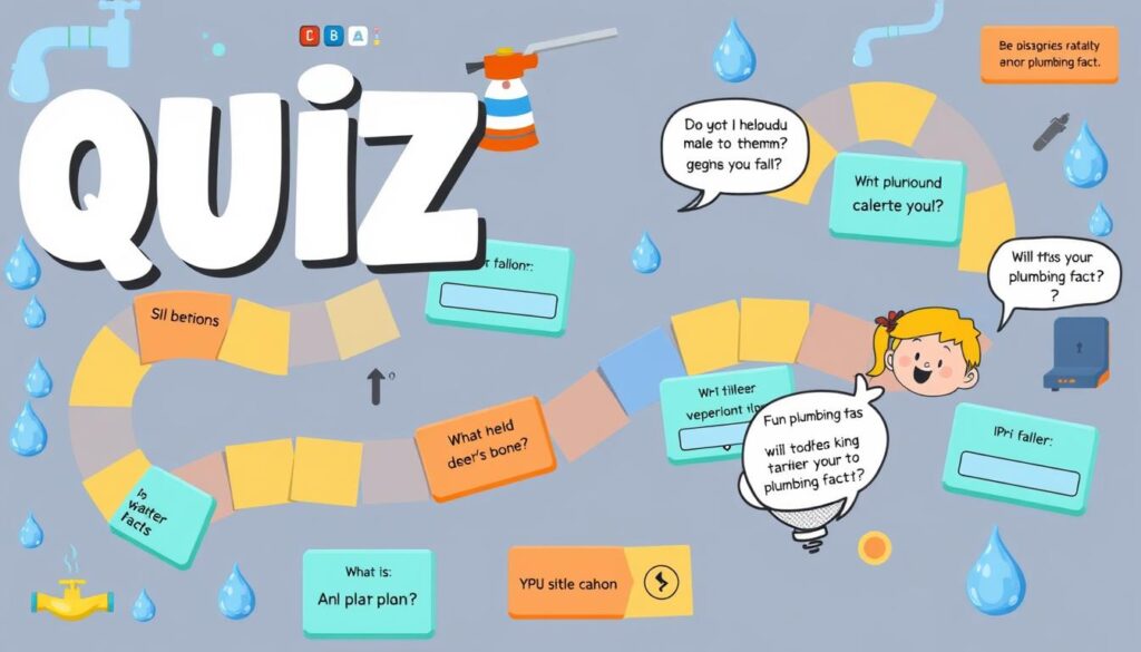 Plumbing quiz game board with fun facts questions