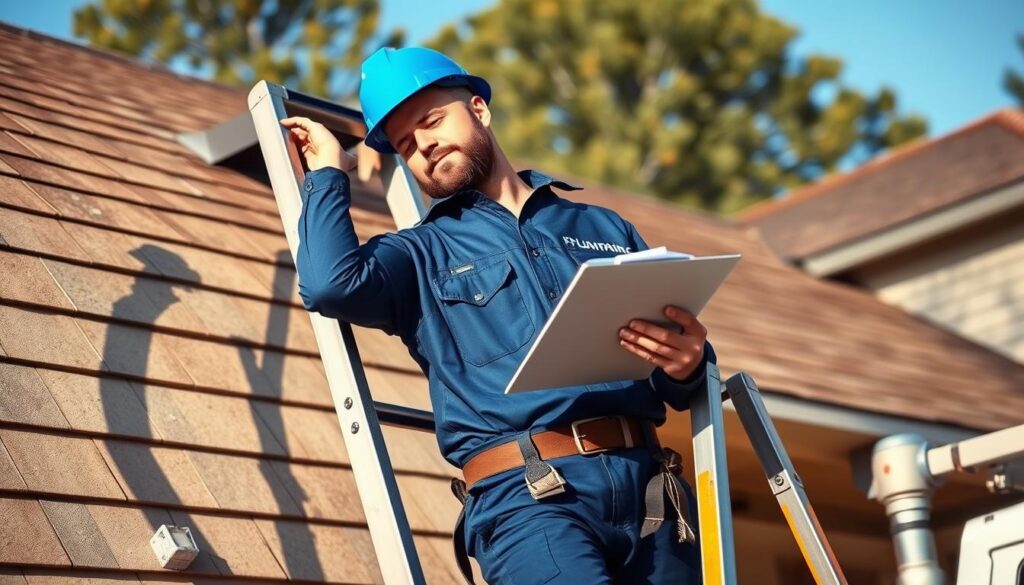 Professional Plumber Inspecting Roof Vent