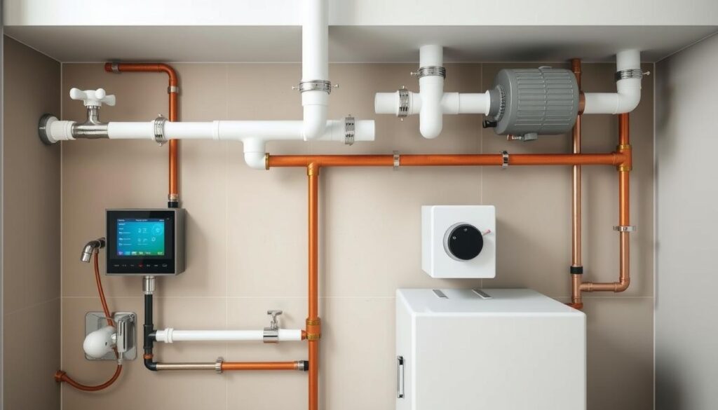 Sustainable plumbing system installation in modern green building
